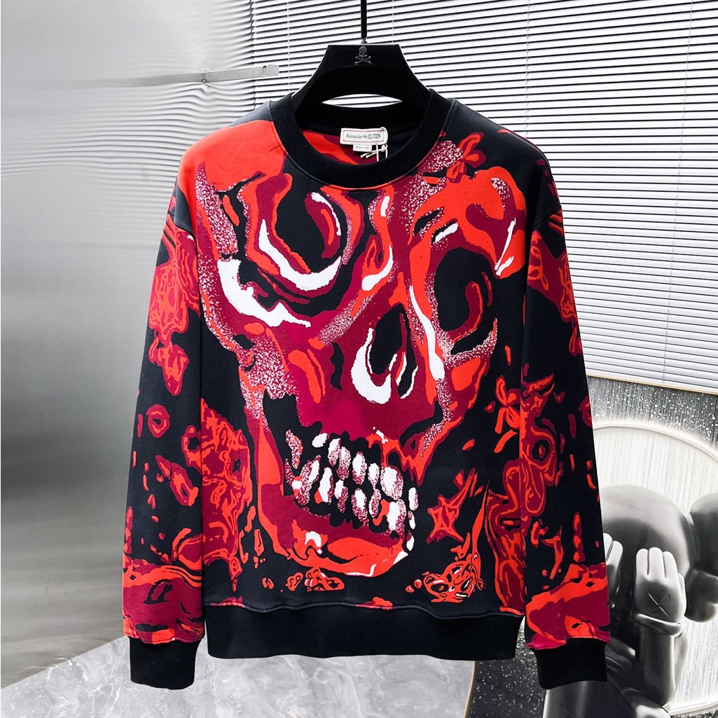 Alexander Mcqueen Men's Red Ghost Fire Sweatshirt